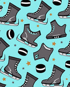 Ice Skates and Puck Stars Rug