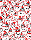 Festive Red Penguin Winter Scene Rug