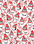 Festive Red Penguin Winter Scene Rug