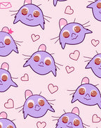 Cute Purple Cat Hearts Pattern Rug