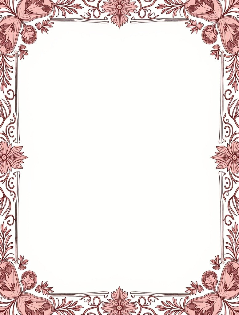 Blush Pink Floral Vine Border Rug