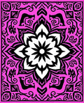 Vibrant Pink Black Mandala Ornament Rug
