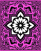 Vibrant Pink Black Mandala Ornament Rug