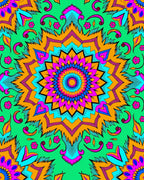 Vibrant Fuchsia Orange Starburst Mandala Rug