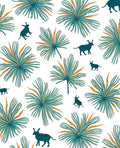 Teal Palm Frond Silhouette Animal Rug