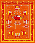 Retro Football Field Orange Red Rug
