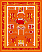 Retro Football Field Orange Red Rug