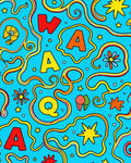 Whimsical Alphabet Rainbow Waves Rug
