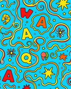 Whimsical Alphabet Rainbow Waves Rug