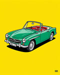 Green Vintage Convertible Yellow Background Rug