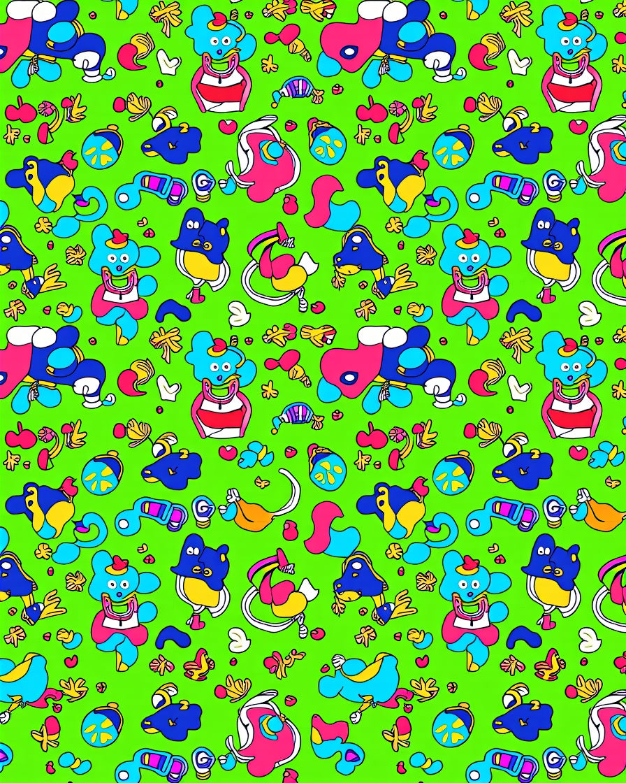 Vibrant Cartoon Animals Bright Color Scheme Rug