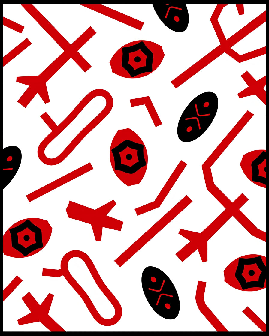 Bold Red and Black Abstract Scatter Rug