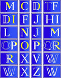 Bold Blue Alphabet Grid Rug