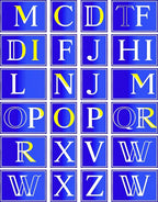 Bold Blue Alphabet Grid Rug