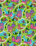 Whimsical Pink Castle Village Landscape Rug