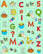 Playful Alphabet Creatures Rainbow Accents Rug