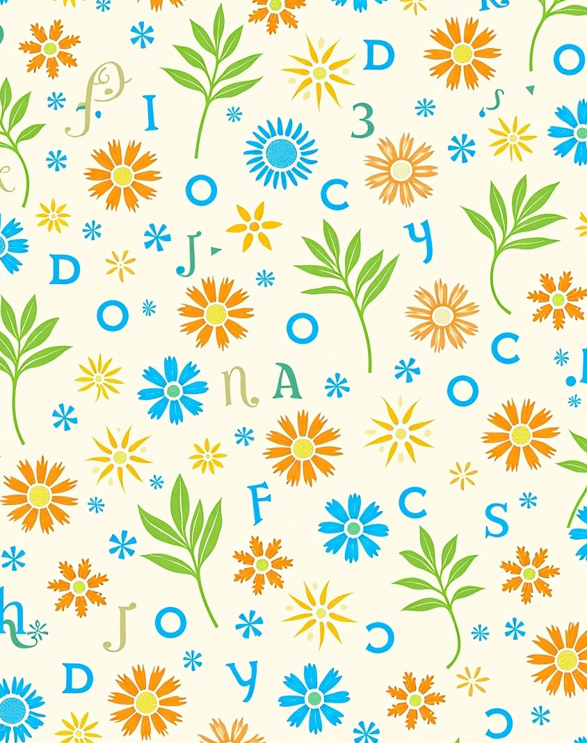 Alphabet Flowers And Leaves Design Rug