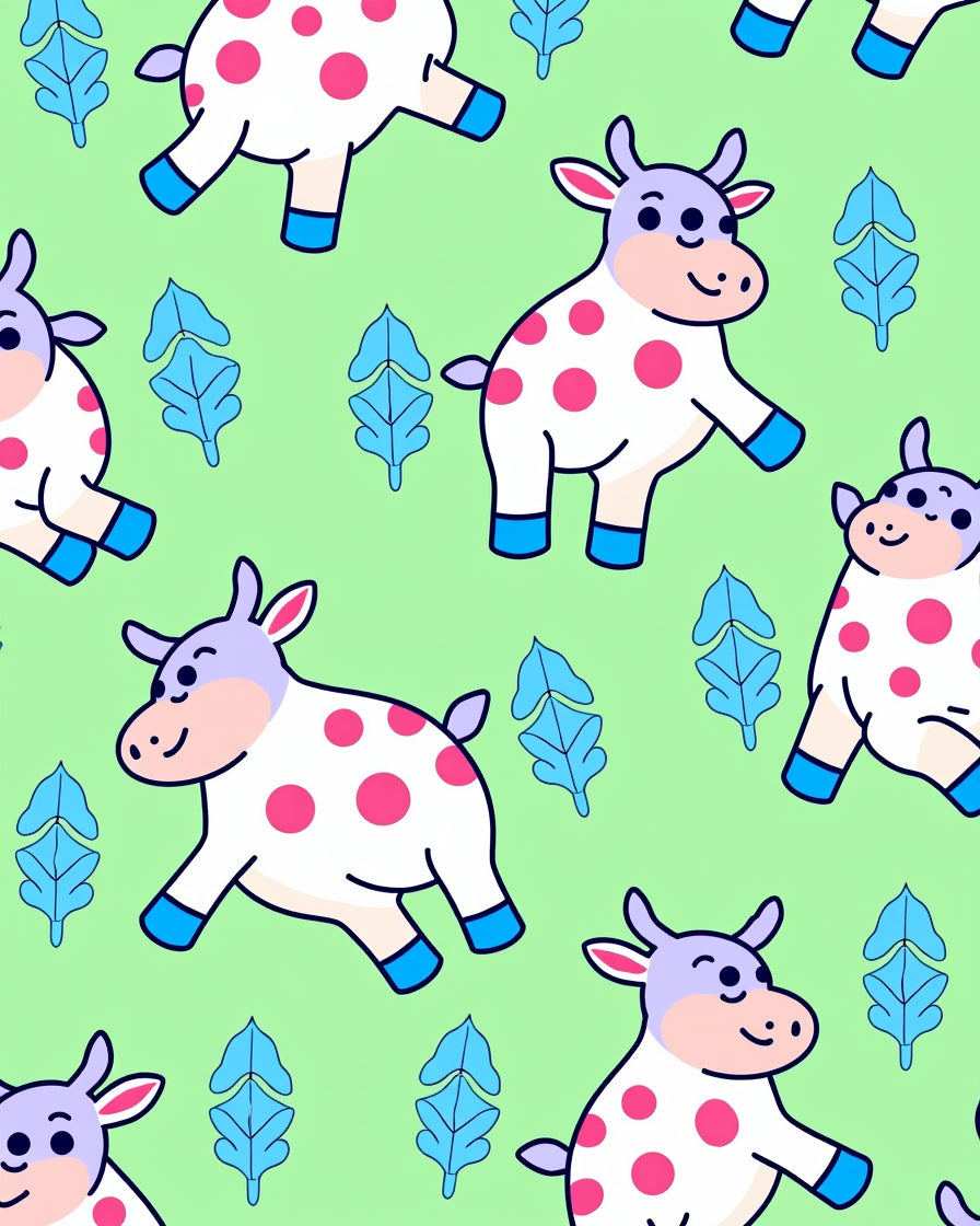 Charming White Polka Dot Farm Animals Rug