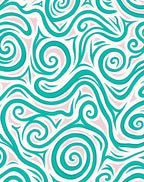 Teal Swirl Abstract Organic Rug