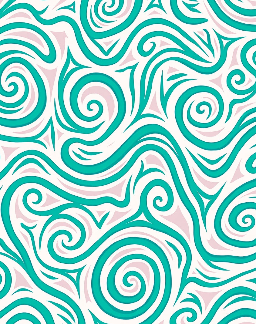 Teal Swirl Abstract Organic Rug