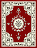Crimson Ornamental Bloom Centered Rug