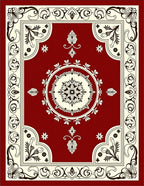Crimson Ornamental Bloom Centered Rug