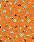 Whimsical Bees and Flowers Orange Rug