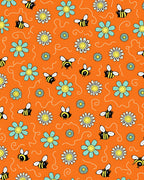 Whimsical Bees and Flowers Orange Rug