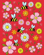 Pink Yellow Bee Garden Blooms Rug