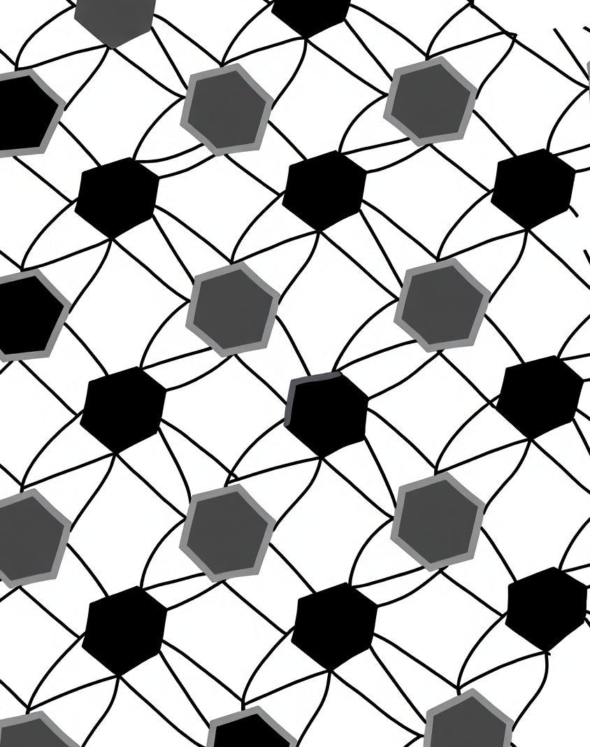 Monochromatic Hexagon Interlocking Net Rug