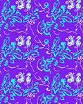Turquoise Floral Elements on Purple Background Rug