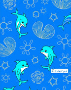 Aqua Dolphins Amidst Ocean Flora Rug