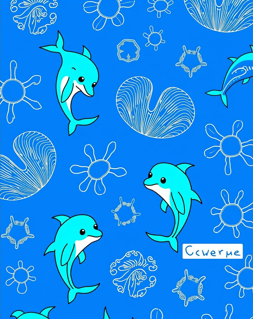 Aqua Dolphins Amidst Ocean Flora Rug