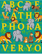Whimsical Safari Alphabet Animals Teal Rug