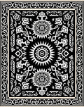 Black and White Sunburst Floral Medallion Rug