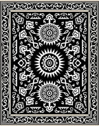 Black and White Sunburst Floral Medallion Rug