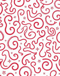 Whimsical Red Swirls and Stars Rug