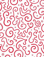 Whimsical Red Swirls and Stars Rug