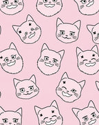 Charming Pink Cat Faces Pillow Rug