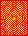 Bold Red Yellow Geometric Zigzag Diamonds Rug