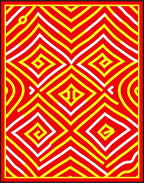 Bold Red Yellow Geometric Zigzag Diamonds Rug