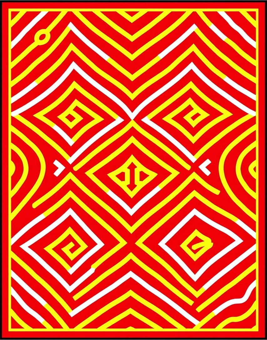 Bold Red Yellow Geometric Zigzag Diamonds Rug