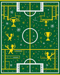 Green Golden Trophy Soccer Field Celebration Rug