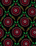 Crimson Floral Medallion Black Background Rug