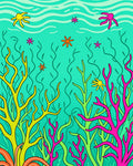 Vibrant Coral Sea Life Under The Waves Rug