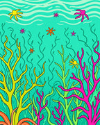 Vibrant Coral Sea Life Under The Waves Rug