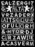 Black White Bold Typographic Figures Abstract Rug
