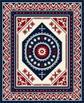 Crimson Navy Geometric Medallion Rug