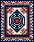 Crimson Navy Geometric Medallion Rug