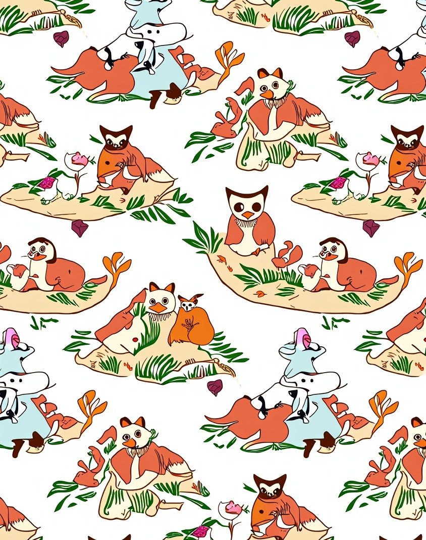 Whimsical Animals In Fall Landscape Rug